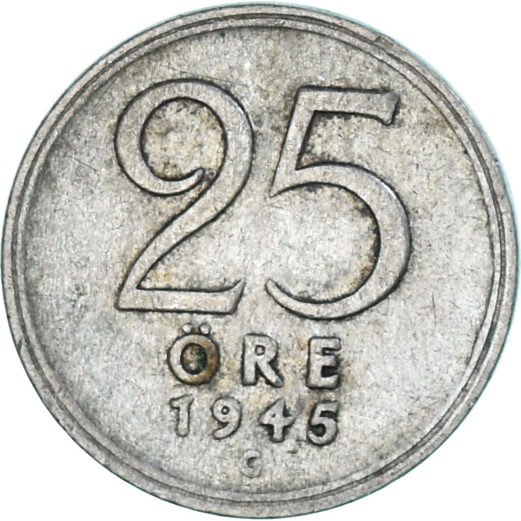 Moneta, Svezia, 25 Öre, 1945