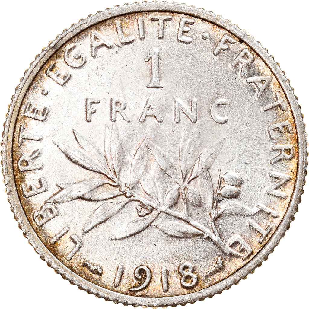 Coin, France, Semeuse, Franc, 1918, Paris, EF(40-45), Silver, KM:844.1