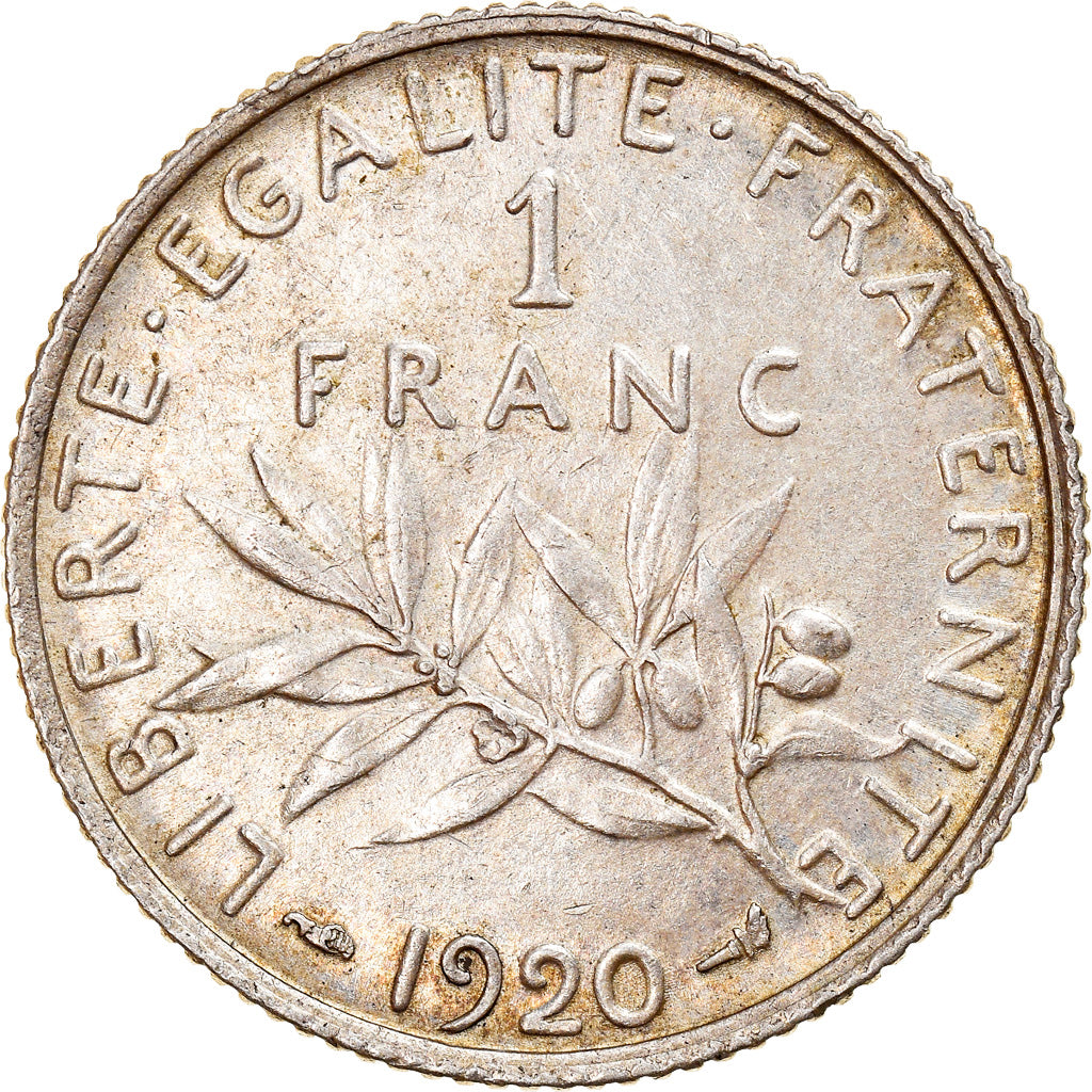 Moneta, Francia, Semeuse, Franc, 1920, Paris, BB, Argento, KM:844.1, Gadoury:467