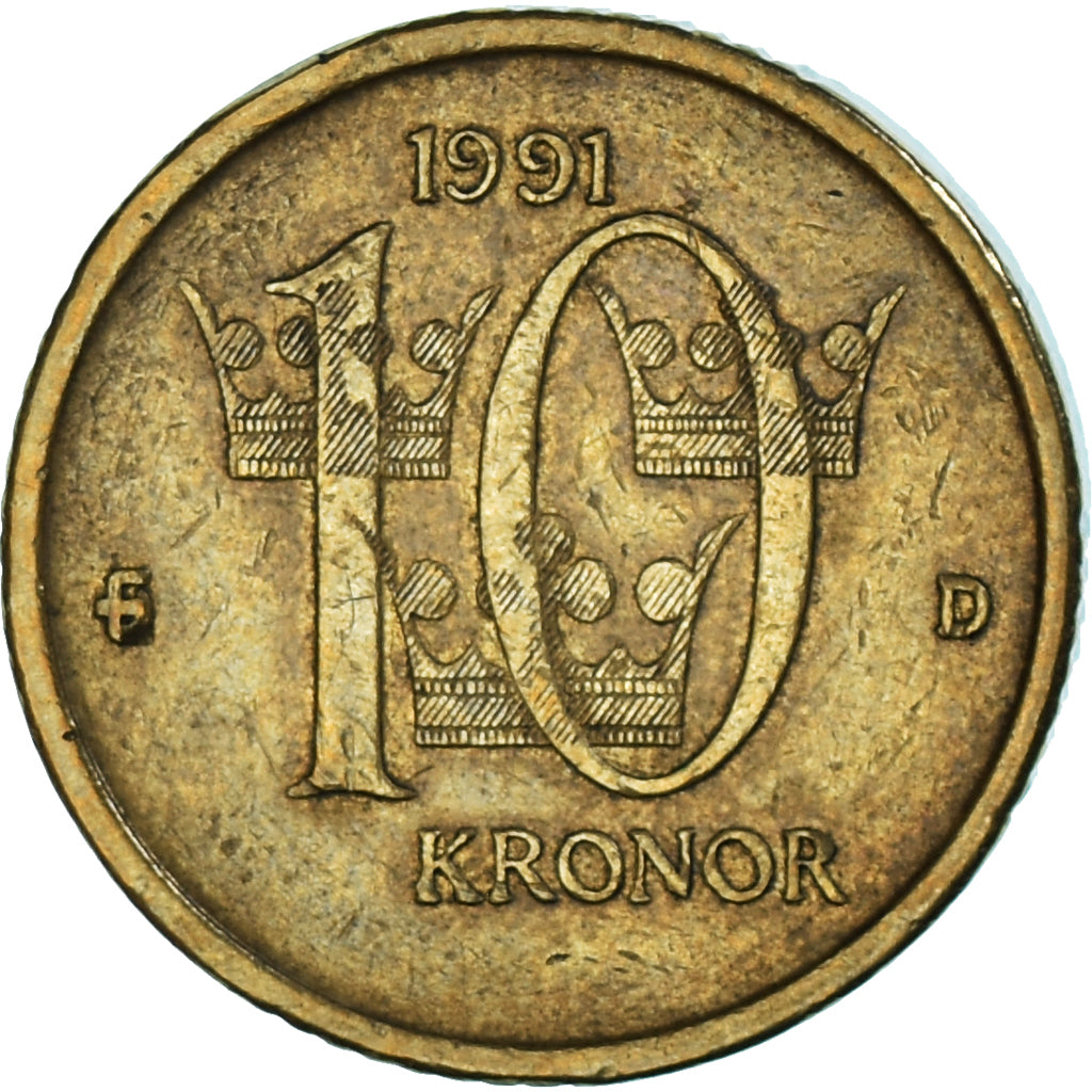 Coin, Sweden, 10 Kronor, 1991