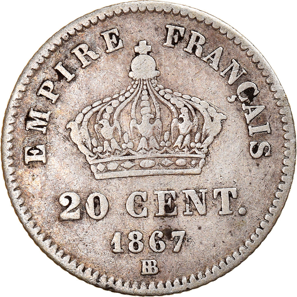 Coin, France, Napoleon III, Napoléon III, 20 Centimes, 1867, Strasbourg