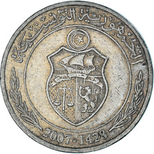Moneda, Túnez, 1/2 Dinar, 2007