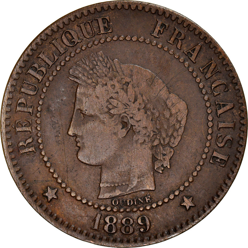 Coin, France, Cérès, 2 Centimes, 1889, Paris, VF(30-35), Bronze, KM:827.1