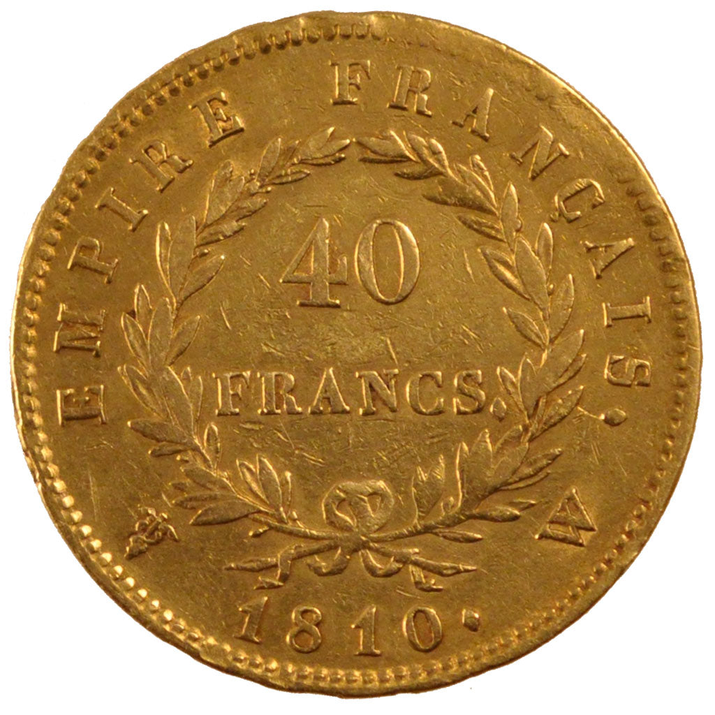 FRANCE, Napoléon I, 40 Francs, 1810, Lille, KM #696.6, EF(40-45), Gold, Gadoury