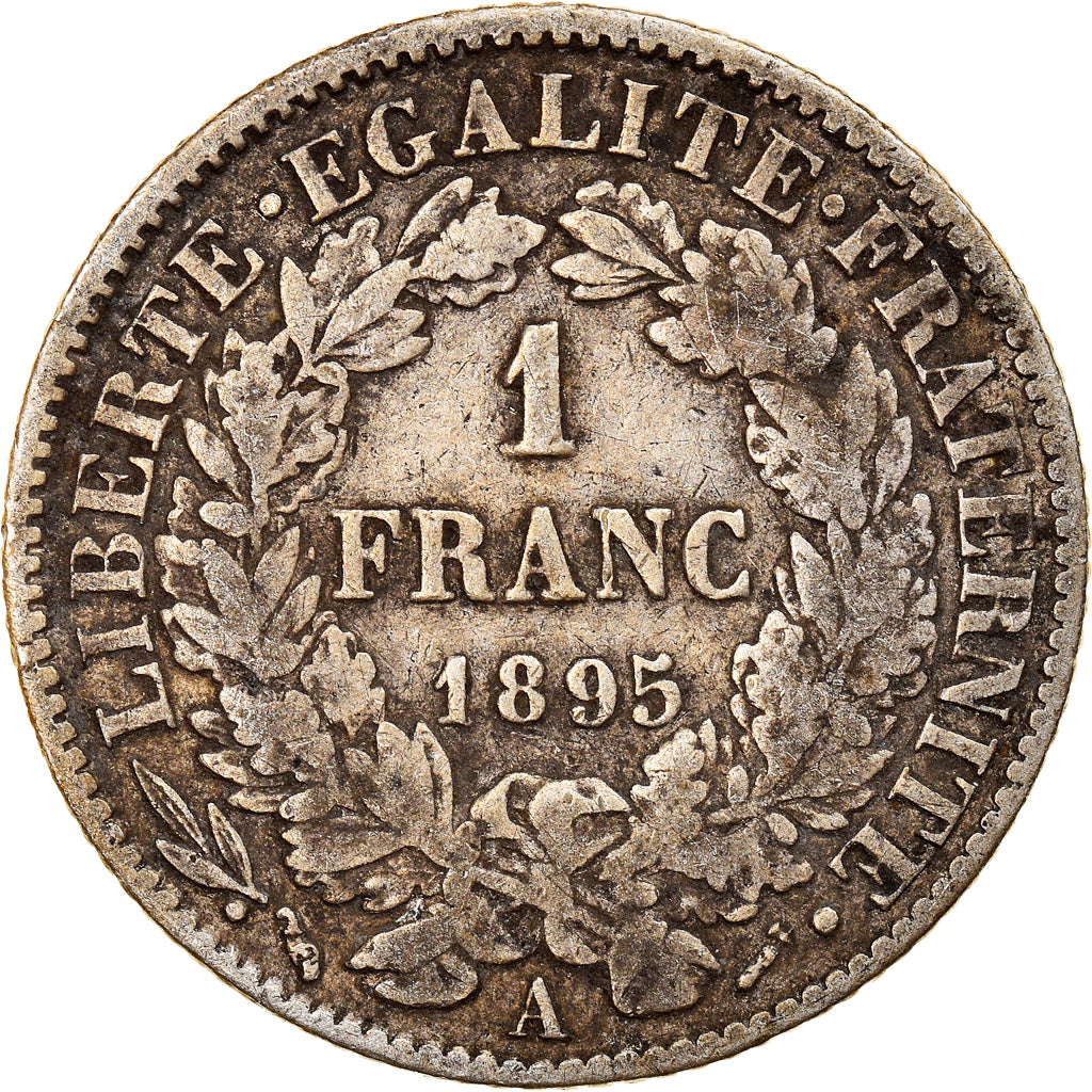 Monnaie, France, Cérès, Franc, 1895, Paris, TB, Argent, Gadoury:465a, KM:822.1
