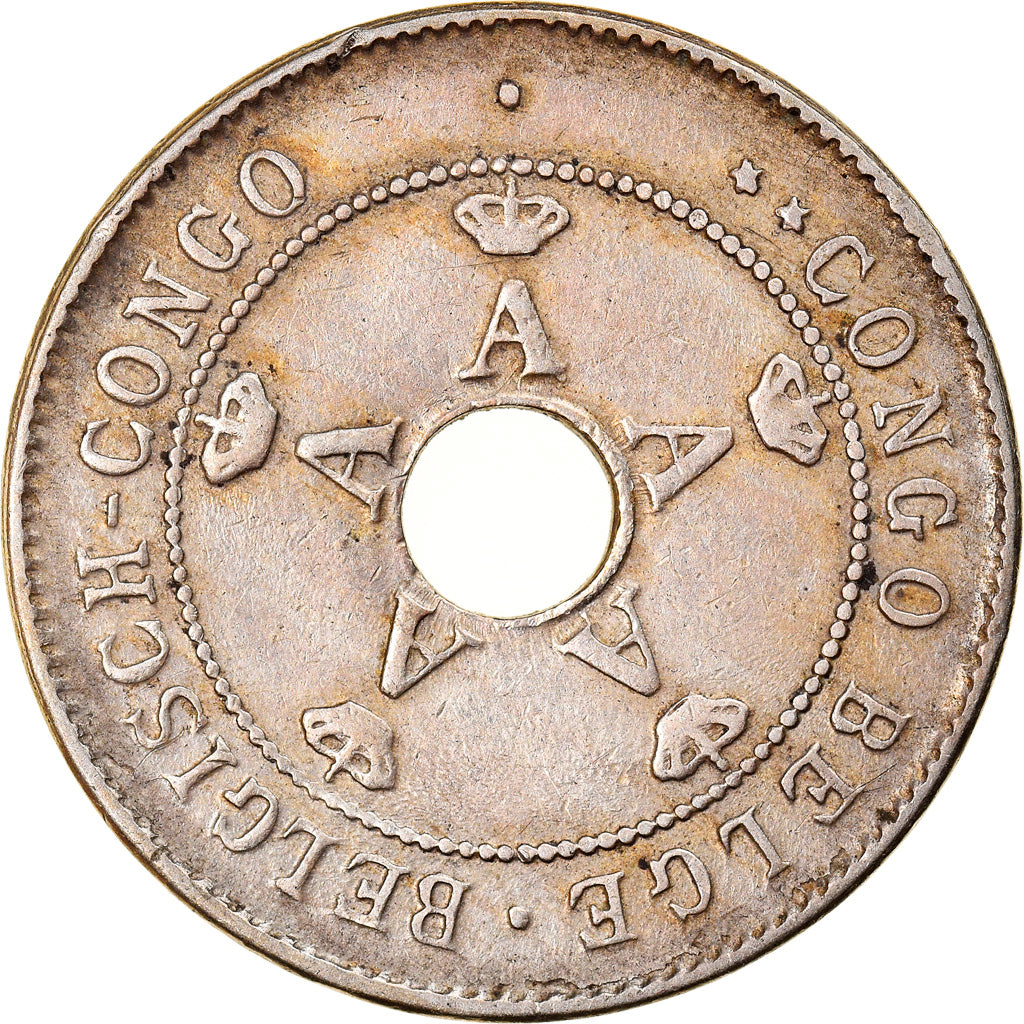 Coin, Belgian Congo, 10 Centimes, 1911, Heaton, EF(40-45), Copper-nickel, KM:18