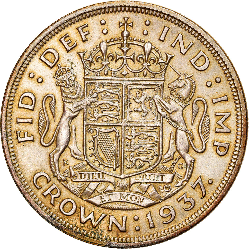Coin, Great Britain, George VI, Crown, 1937, AU(50-53), Silver, KM:857