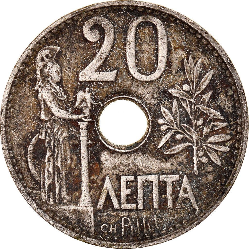 Coin, Greece, George I, 20 Lepta, 1912, EF(40-45), Nickel, KM:64