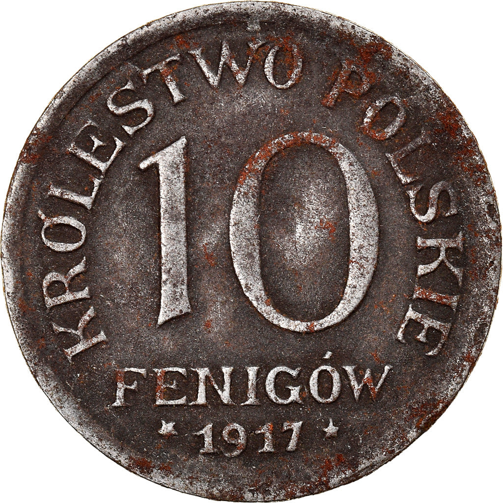 Coin, Poland, 10 Fenigow, 1917, Stuttgart, Germany, EF(40-45), Iron, KM:6