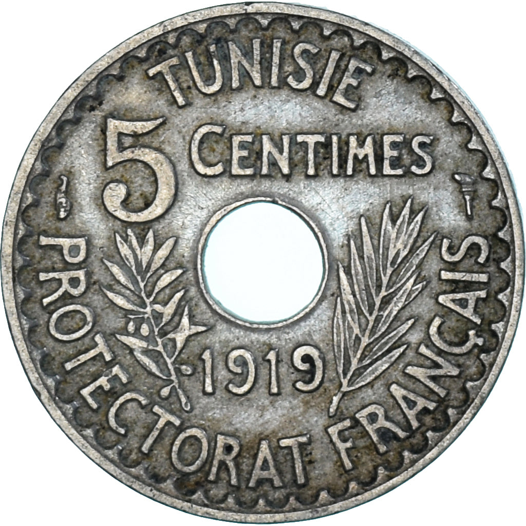 Coin, Tunisia, 5 Centimes, 1919
