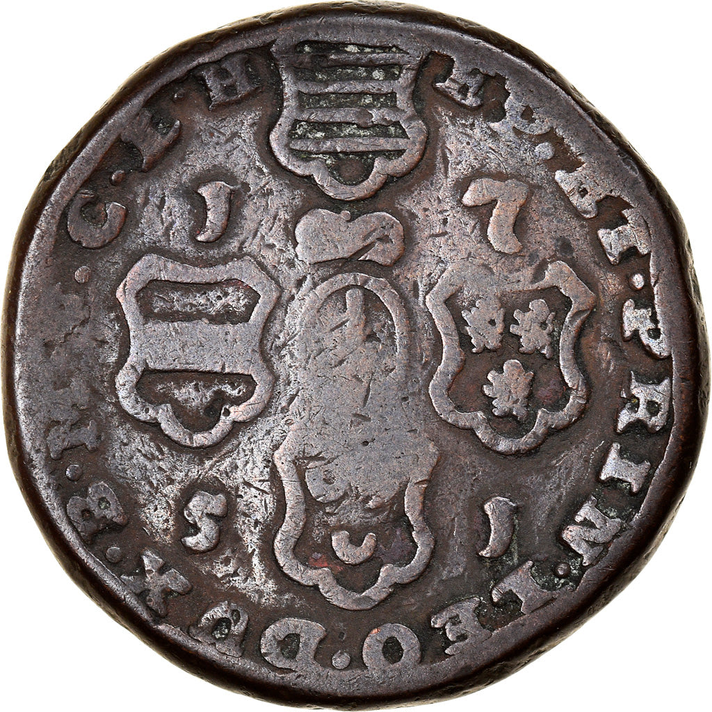 Moneta, LIEGE, John Theodore, 4 Liards, 1751, Liege, PRINCIPAUTÉ ÉPISCOPALE