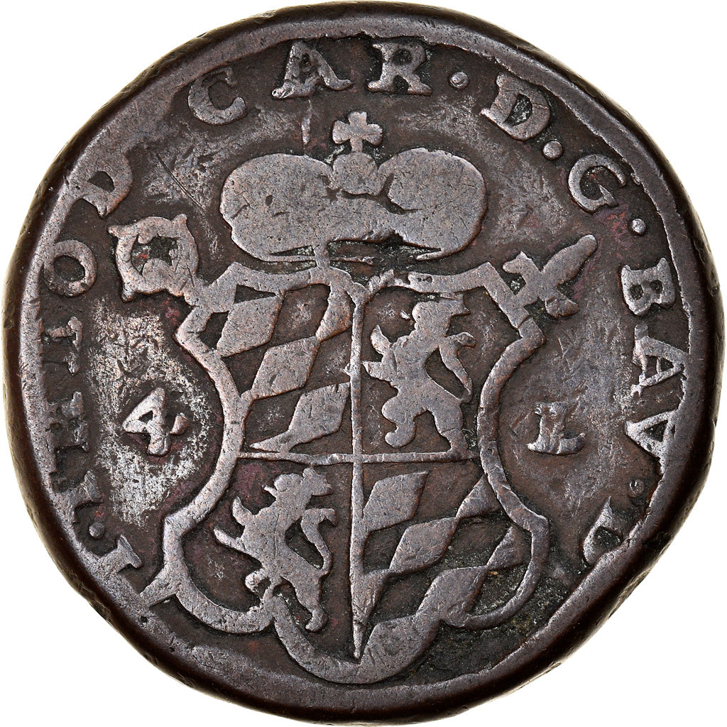Moneta, LIEGE, John Theodore, 4 Liards, 1751, Liege, PRINCIPAUTÉ ÉPISCOPALE