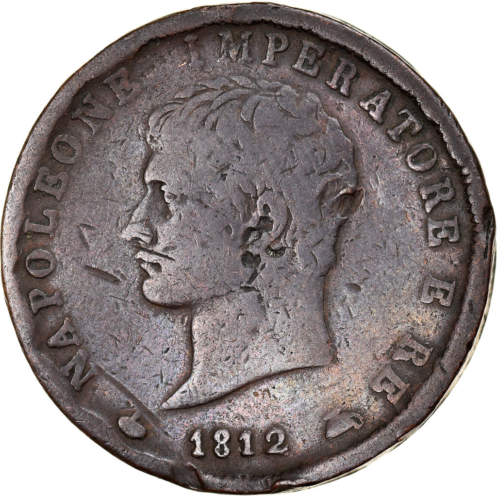 Moneta, STATI ITALIANI, KINGDOM OF NAPOLEON, Napoleon I, Soldo, 1812, Milan, B