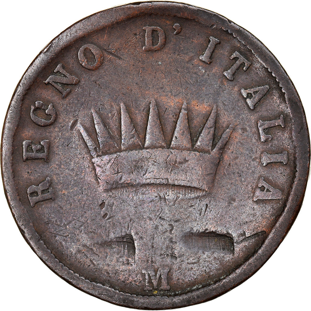 Moneta, STATI ITALIANI, KINGDOM OF NAPOLEON, Napoleon I, Soldo, 1812, Milan, B