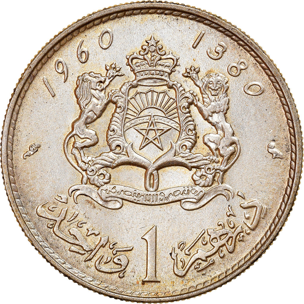 Moneta, Marocco, Mohammed V, Dirham, 1960, Paris, MB+, Argento, KM:55