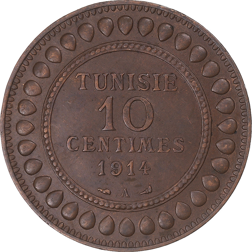 Moeda, Tunísia, 10 Centimes, 1914