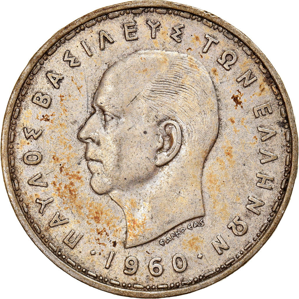 Coin, Greece, Paul I, 20 Drachmai, 1960, EF(40-45), Silver, KM:73