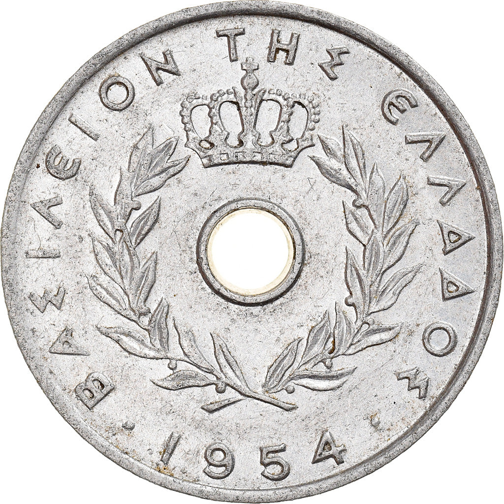 Coin, Greece, Paul I, 5 Lepta, 1954, AU(55-58), Aluminum, KM:77