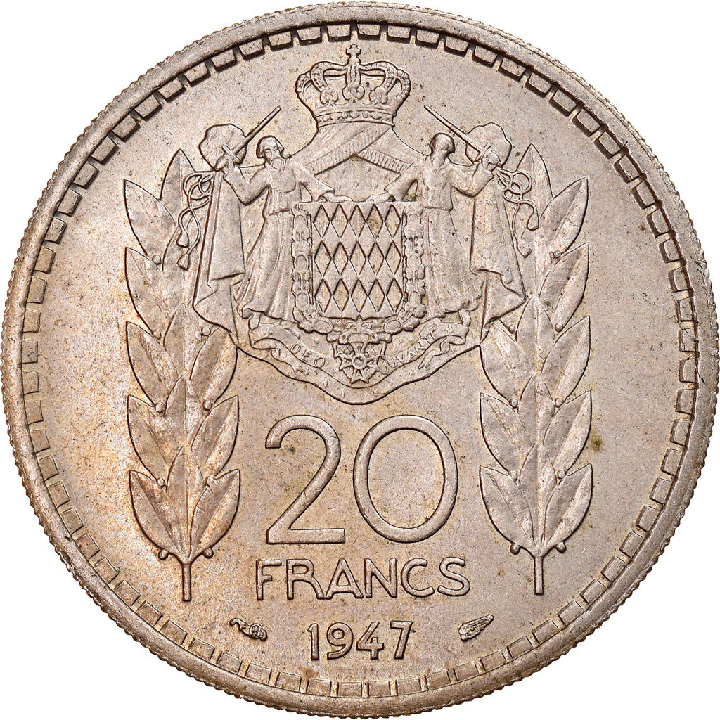 Moneta, Monaco, Louis II, 20 Francs, Vingt, 1947, MB+, Rame-nichel, KM:124