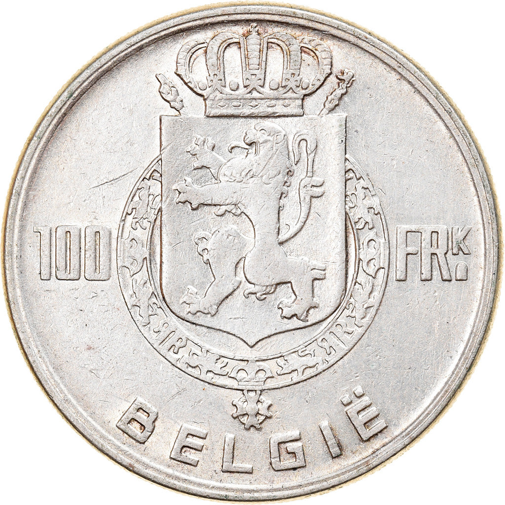 Coin, Belgium, 100 Francs, 100 Frank, 1951, EF(40-45), Silver, KM:139.1