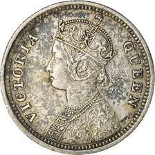 Coin, INDIA-BRITISH, Victoria, 1/4 Rupee, 1875, Bombay, EF(40-45), Silver