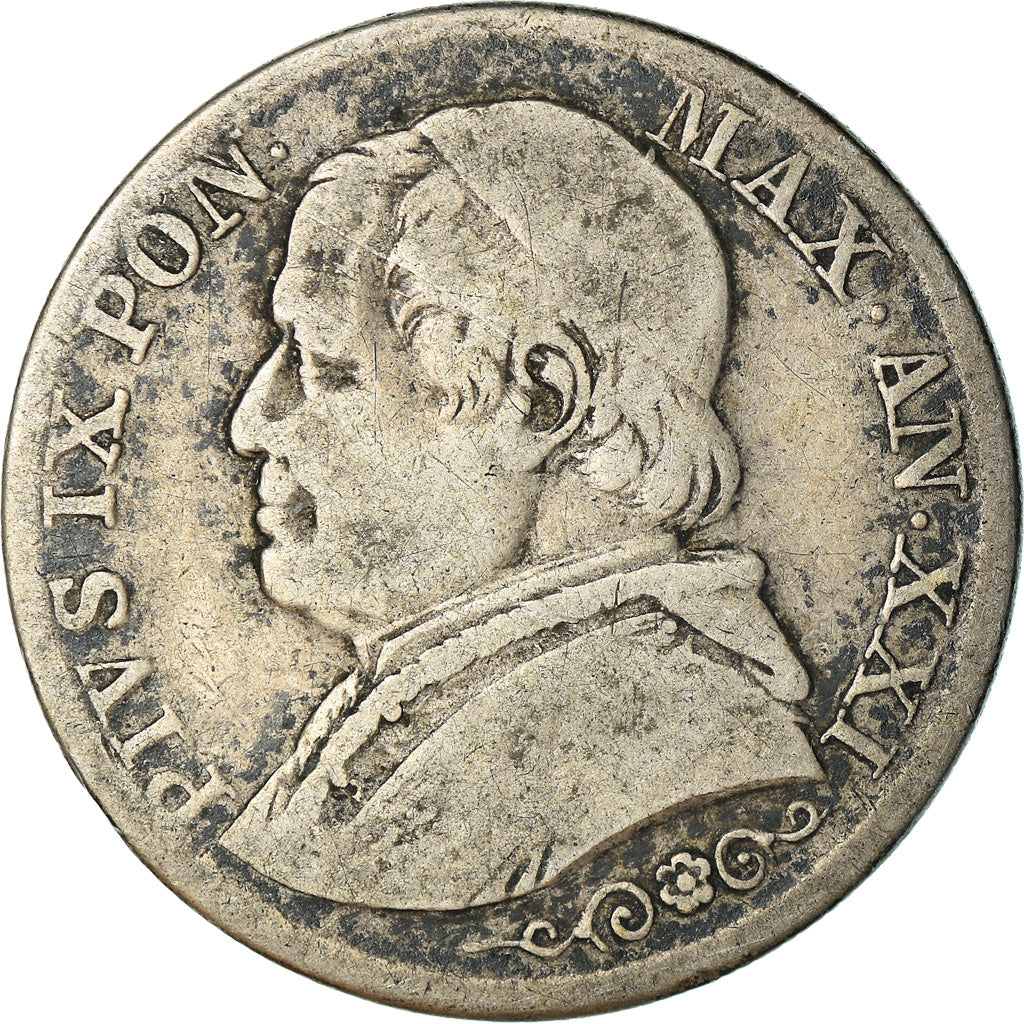 Moneta, DEPARTAMENTY WŁOSKIE, PAPAL STATES, Pius IX, Lira, 1867, Roma