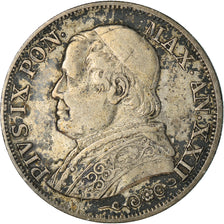 Moeda, ESTADOS ITALIANOS, PAPAL STATES, Pius IX, Lira, 1868, Rome, VF(30-35)