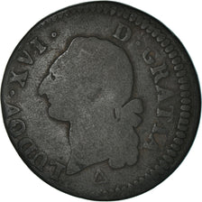 Moeda, França, Louis XVI, Sol ou sou, Sol, 1789, Orléans, AG(3), Cobre