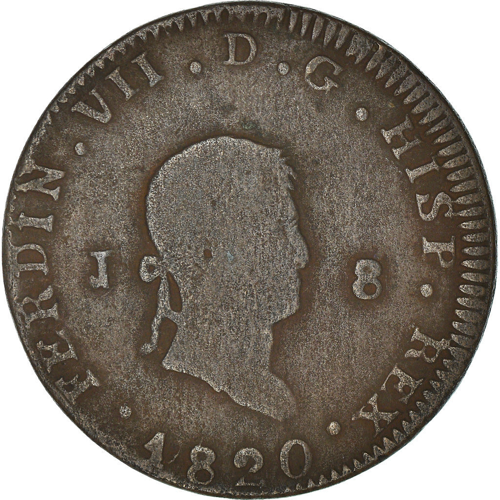Coin, Spain, Ferdinand VII, 8 Maravedis, 1820, Jubia, F(12-15), Copper, KM:491