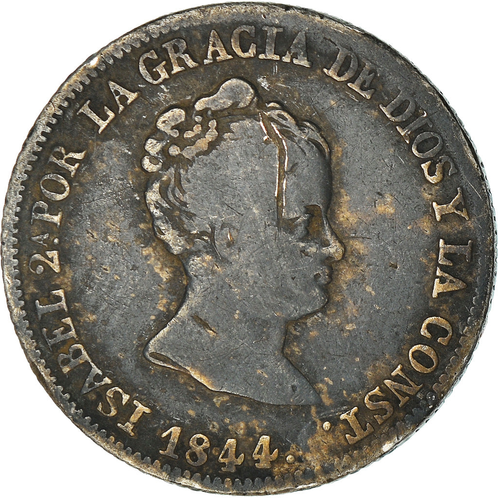 Moneda, España, Isabel II, 4 Réales, 1844, Burgos, BC+, Plata, KM:519.1