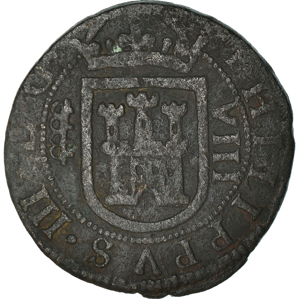 Coin, Spain, Philip III, 8 Maravedis, 1606, Segovia, VF(20-25), Copper, KM:16