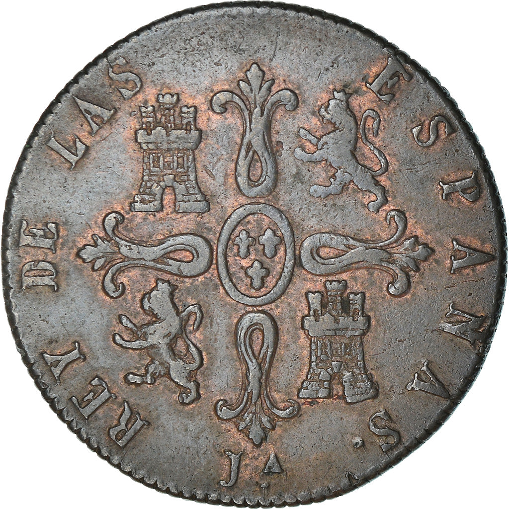Coin, Spain, Ferdinand VII, 8 Maravedis, 1823, Jubia, VF(20-25), Copper