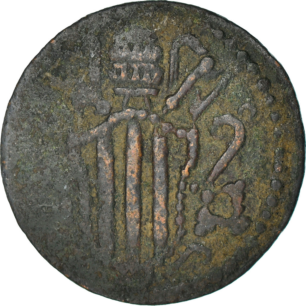 Monnaie, États italiens, PAPAL STATES-FERRARA, Benedict XIV, Quattrino, 1745