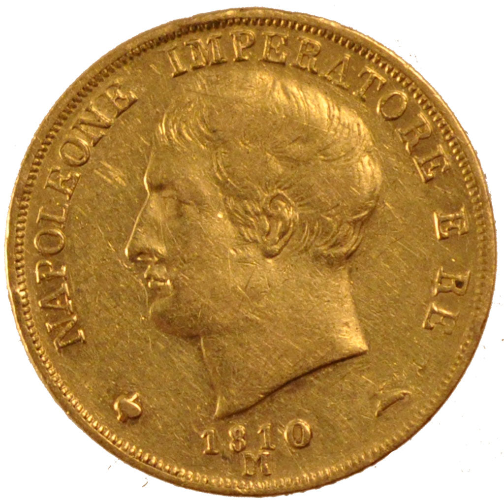 ITALIAN STATES, 20 Lire, 1810, Milan, KM #11, EF(40-45), Gold, 6.42