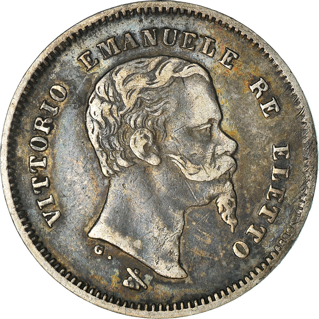 Coin, ITALIAN STATES, EMILIA, Vittorio Emanuele II, 50 Centesimi, 1860