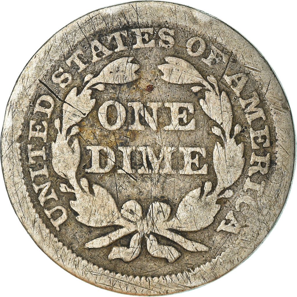 Coin, United States, Seated Liberty Dime, Dime, 1853, U.S. Mint, Philadelphia