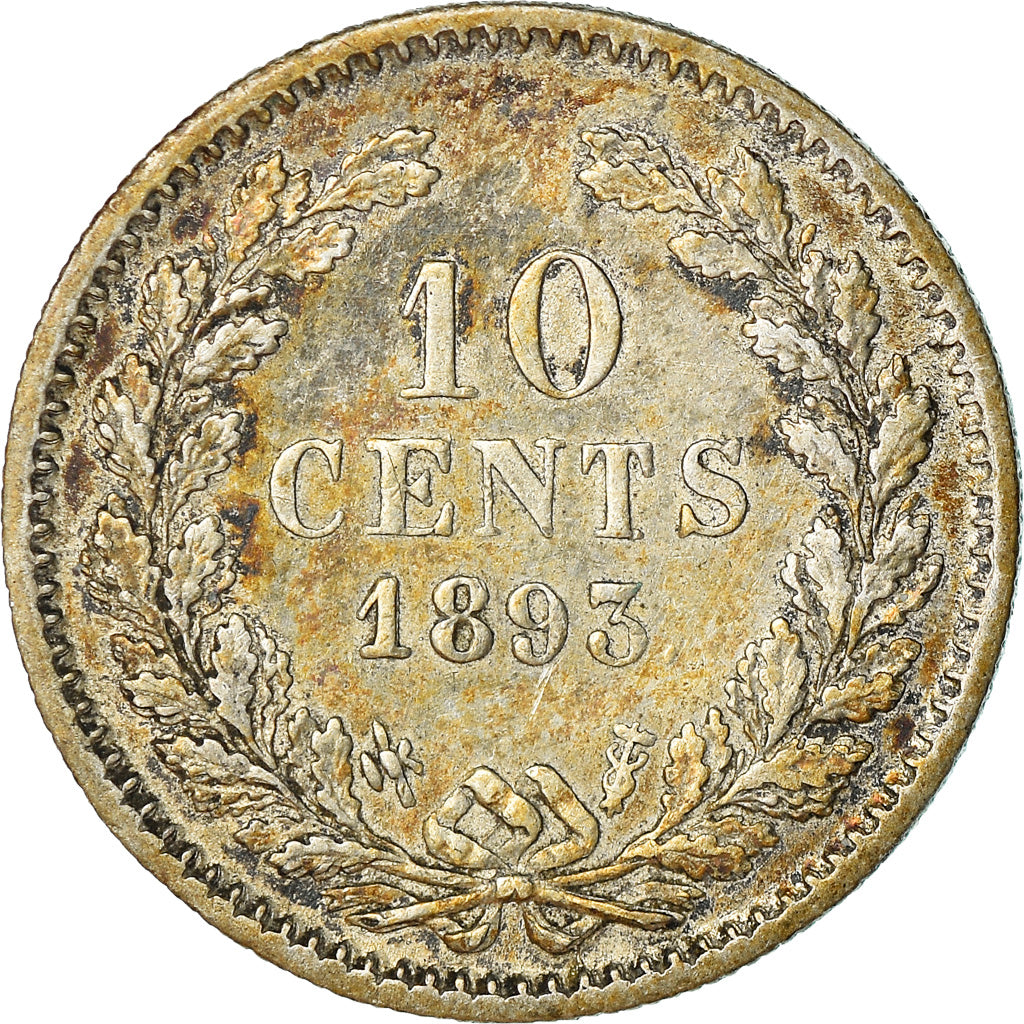 Coin, Netherlands, Wilhelmina I, 10 Cents, 1893, VF(20-25), Silver, KM:116