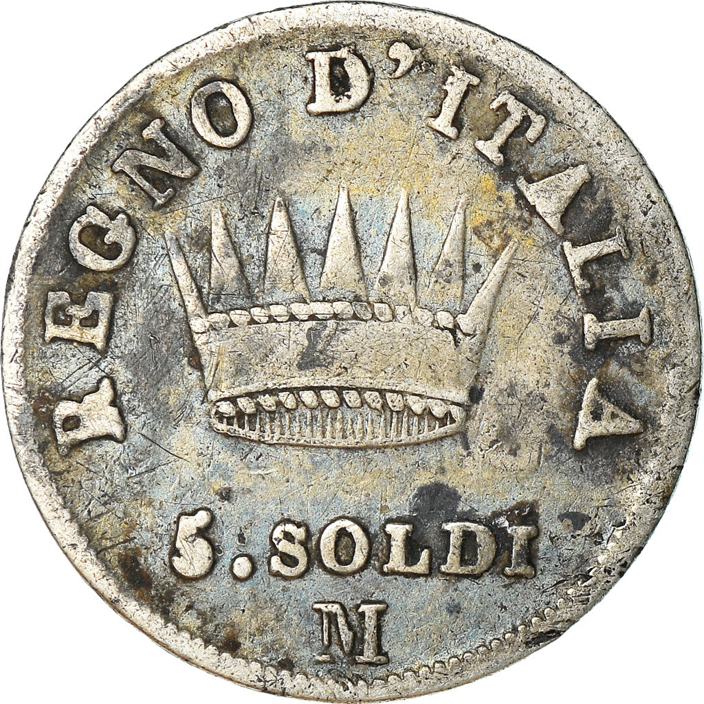 Monnaie, États italiens, KINGDOM OF NAPOLEON, Napoleon I, 5 Soldi, 1813, Milan