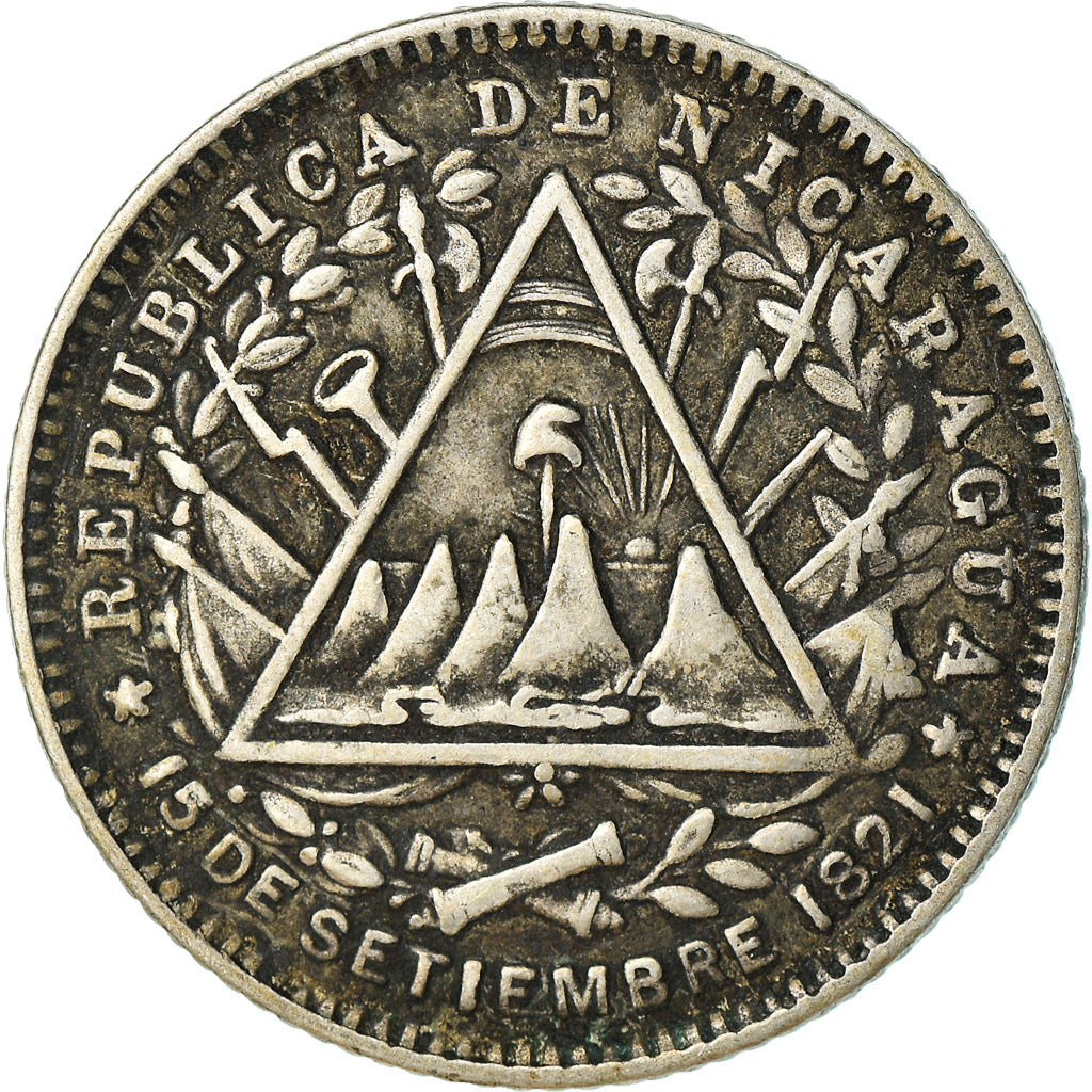 Monnaie, Nicaragua, 10 Centavos, 1887, Heaton, Birmingham, SUP, Argent, KM:6