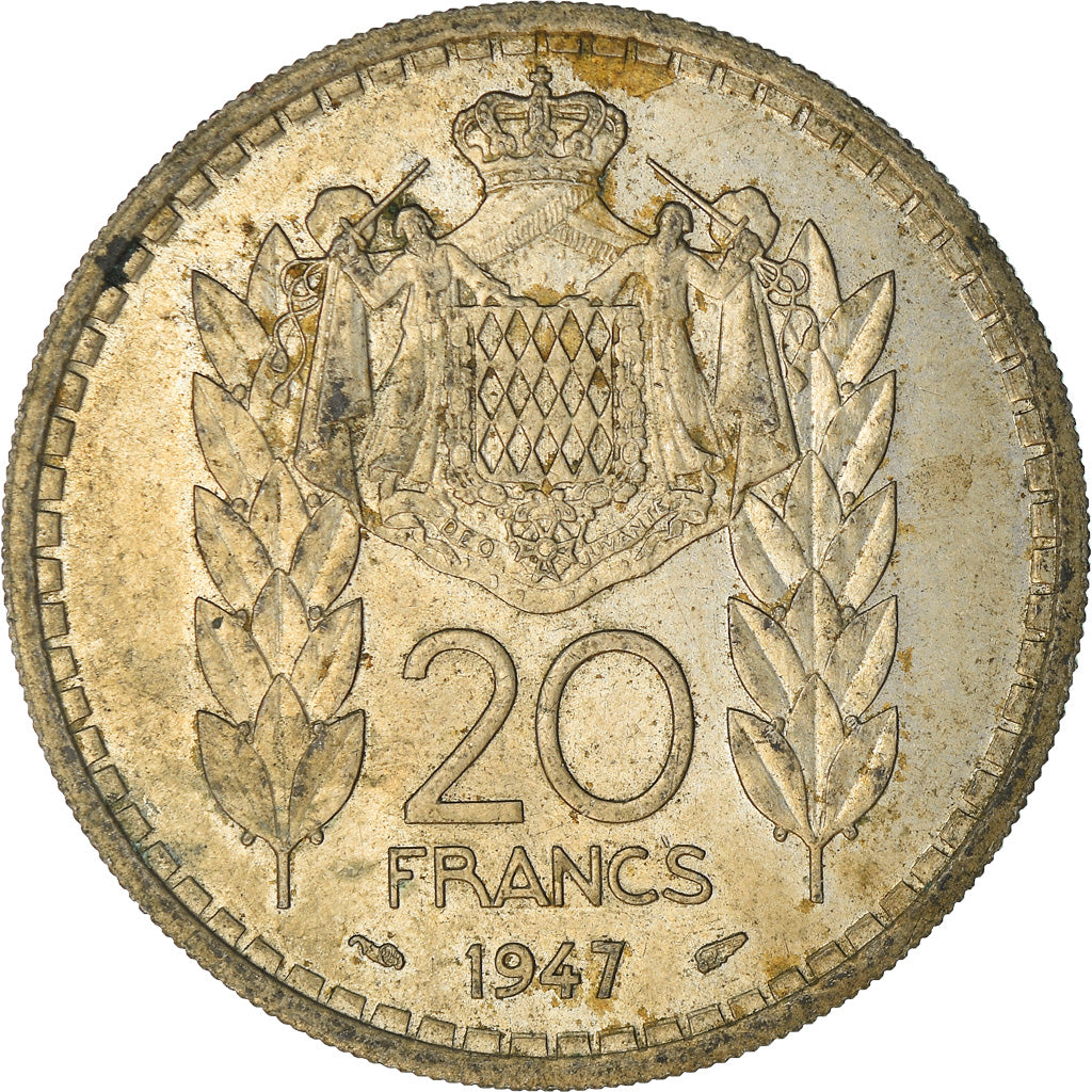 Coin, Monaco, Louis II, 20 Francs, Vingt, 1947, Poissy, EF(40-45)