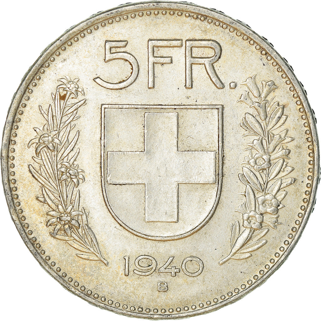 Coin, Switzerland, 5 Francs, 1940, Bern, EF(40-45), Silver, KM:40