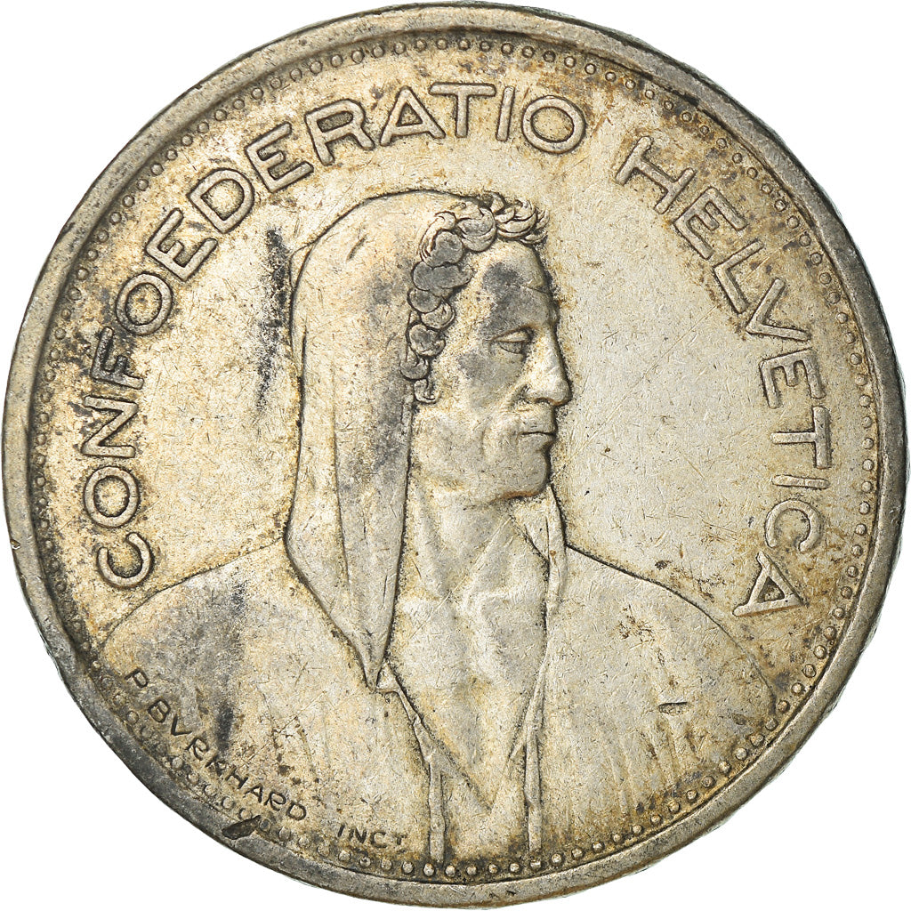 Coin, Switzerland, 5 Francs, 1954, Bern, EF(40-45), Silver, KM:40
