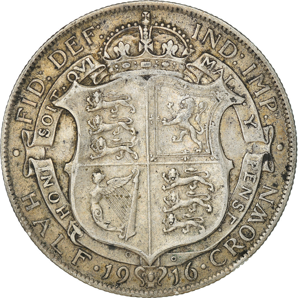 Coin, Great Britain, George V, 1/2 Crown, 1916, EF(40-45), Silver, KM:818.1