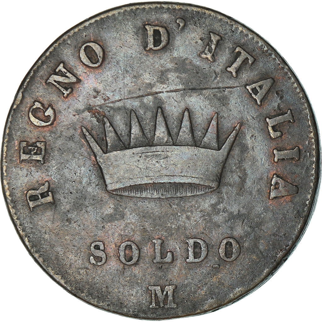Monnaie, États italiens, KINGDOM OF NAPOLEON, Napoleon I, Soldo, 1809, Milan