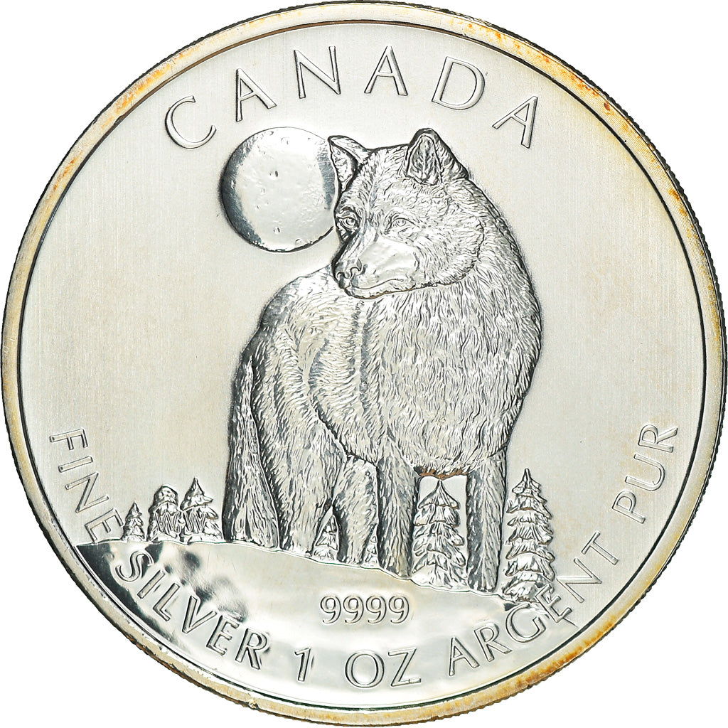 Coin, Canada, Elizabeth II, 5 Dollars, 2011, Royal Canadian Mint, Wolf, MS(63)