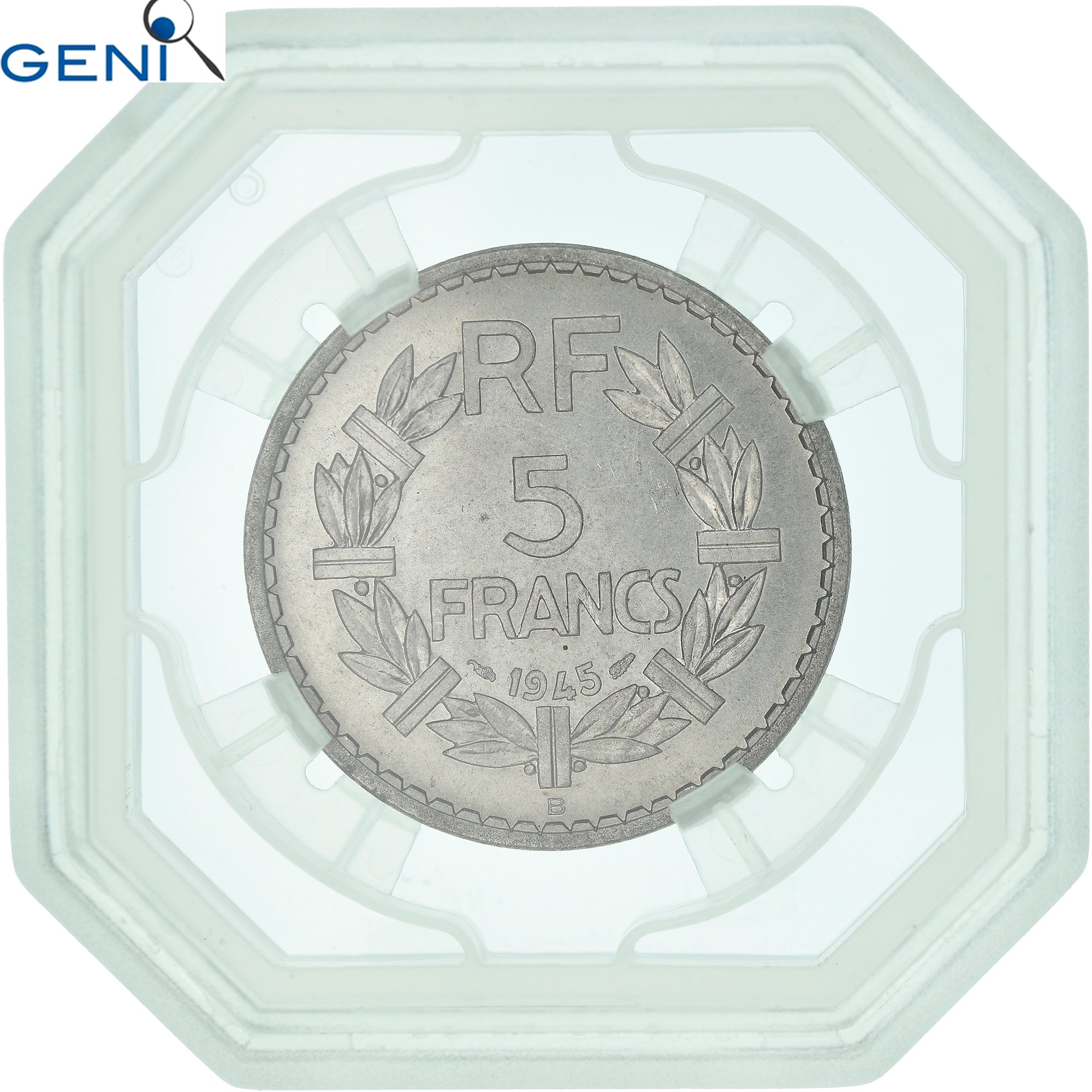 Monnaie, France, Lavrillier, 5 Francs, 1945, Beaumont - Le Roger, GENI, MS65