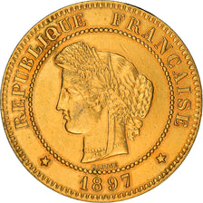 Moneta, Francja, Cérès, 5 Centimes, 1897, Paris, AU(55-58), Bronze, KM:821.1