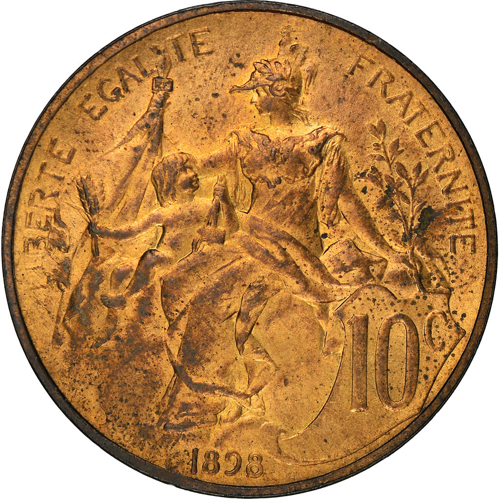 Moneta, Francia, Dupuis, 10 Centimes, 1898, Paris, BB, Bronzo, KM:843
