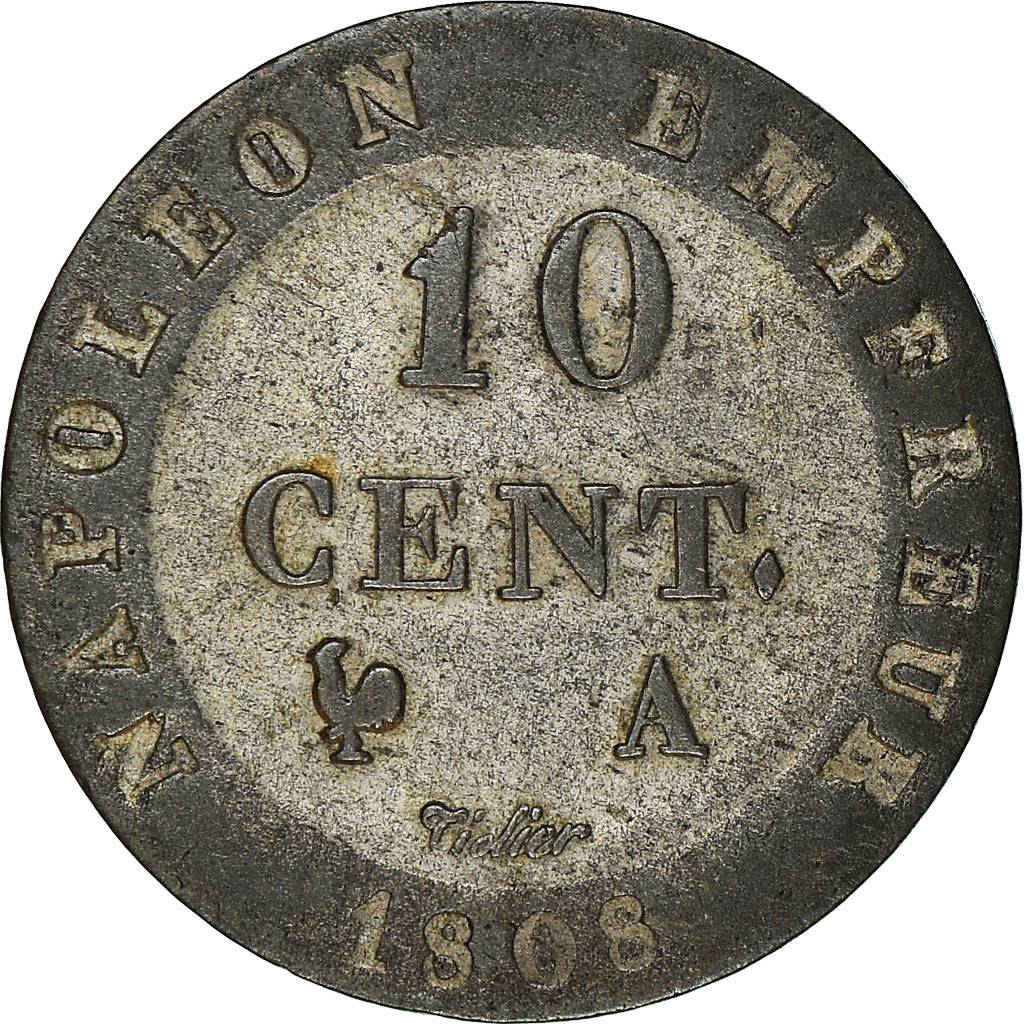 Coin, France, Napoléon I, 10 Centimes, 1808, Paris, EF(40-45), Billon