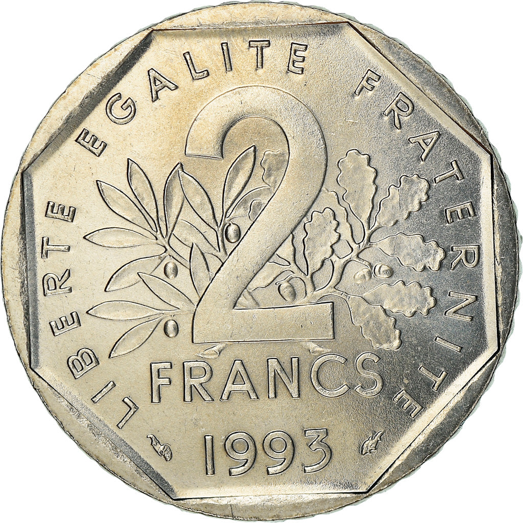 Coin, France, Semeuse, 2 Francs, 1993, Paris, MS(64), Nickel, KM:942.2